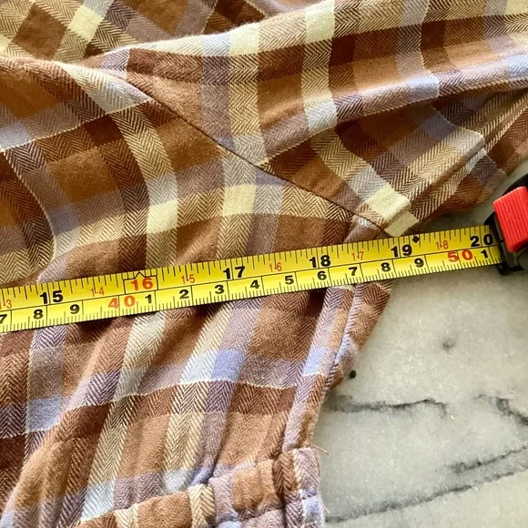 Madewell Herringbone Flannel Plaid Peasant Dress Medium - Picture 4 of 7